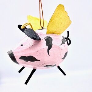 Flying Pink Pig Ornament